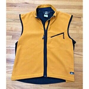 REI Vest Jacket Men's S Yellow Fleece Lined Full Zip-Up Casual Sleeveless Nylon